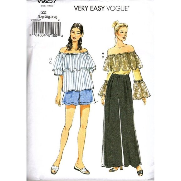 Very Easy Vogue V9257 Misses L to XXL Pants, Shorts, Tops Uncut Sewing Pattern - Picture 1 of 2